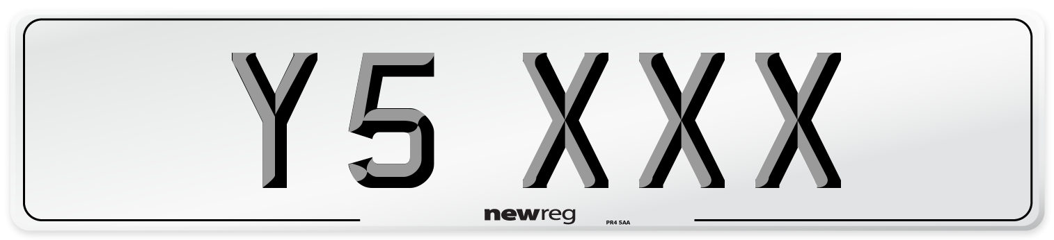Y5 XXX Number Plate from New Reg